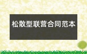 松散型聯(lián)營合同范本