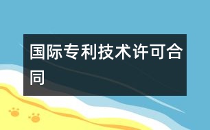 國(guó)際專利技術(shù)許可合同