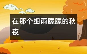 在那個細(xì)雨朦朦的秋夜