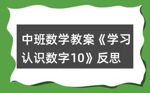 中班數(shù)學教案《學習認識數(shù)字10》反思