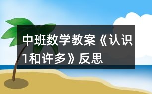 中班數(shù)學教案《認識1和許多》反思