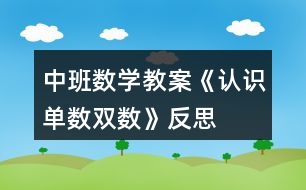 中班數學教案《認識單數雙數》反思