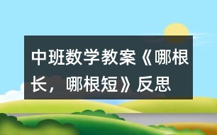 中班數(shù)學教案《哪根長，哪根短》反思