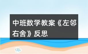 中班數(shù)學教案《左鄰右舍》反思