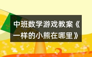 中班數學游戲教案《一樣的小熊在哪里》反思