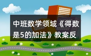 中班數學領域《得數是5的加法》教案反思