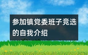 參加鎮(zhèn)黨委班子競選的自我介紹