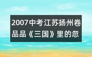 2007中考江蘇揚州卷：品品《三國》里的忽略