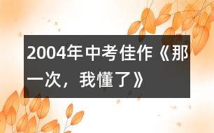 2004年中考佳作《那一次，我懂了》