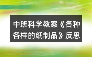 中班科學教案《各種各樣的紙制品》反思