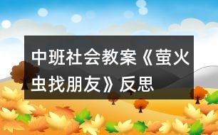 中班社會(huì)教案《螢火蟲找朋友》反思