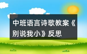 中班語言詩歌教案《別說我小》反思