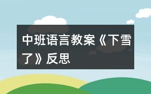 中班語言教案《下雪了》反思