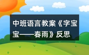 中班語(yǔ)言教案《字寶寶――春雨》反思