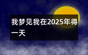 我夢(mèng)見(jiàn)我在2025年得一天