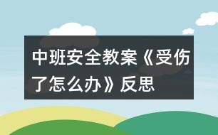 中班安全教案《受傷了怎么辦》反思