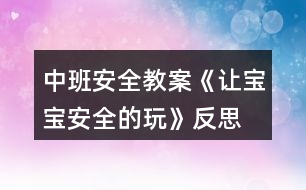 中班安全教案《讓寶寶安全的玩》反思