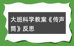 大班科學(xué)教案《傳聲筒》反思