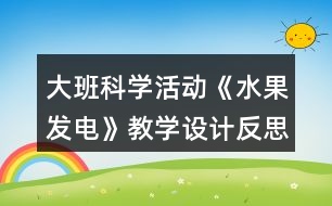 大班科學(xué)活動(dòng)《水果發(fā)電》教學(xué)設(shè)計(jì)反思