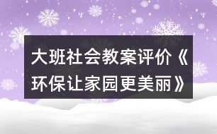 大班社會教案評價(jià)《環(huán)保讓家園更美麗》反思