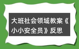 大班社會(huì)領(lǐng)域教案《小小安全員》反思