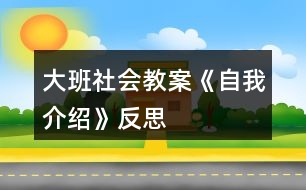 大班社會教案《自我介紹》反思