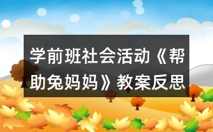 學(xué)前班社會活動《幫助兔媽媽》教案反思