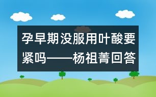 孕早期沒服用葉酸要緊嗎――楊祖菁回答