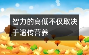 智力的高低不僅取決于遺傳、營養(yǎng)