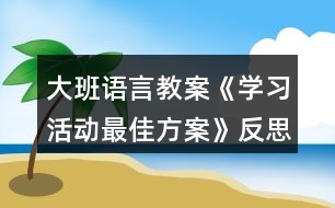 大班語言教案《學(xué)習(xí)活動最佳方案》反思