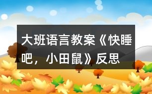 大班語言教案《快睡吧，小田鼠》反思