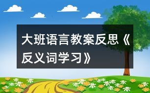 大班語言教案反思《反義詞學(xué)習(xí)》