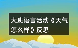 大班語言活動《天氣怎么樣》反思