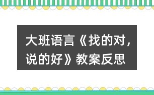 大班語言《找的對(duì)，說的好》教案反思