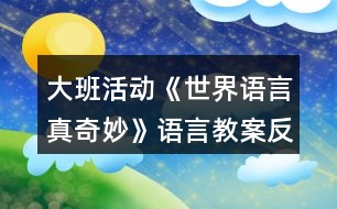 大班活動《世界語言真奇妙》語言教案反思