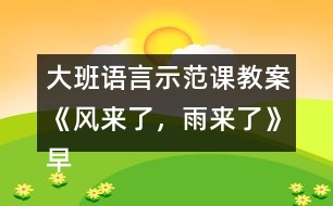 大班語言示范課教案《風(fēng)來了，雨來了》（早期閱讀）