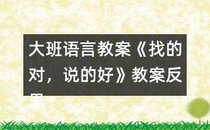 大班語言教案《找的對，說的好》教案反思