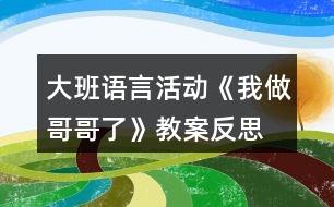 大班語(yǔ)言活動(dòng)《我做哥哥了》教案反思