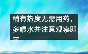 稍有熱度無需用藥，多喂水并注意觀察即可