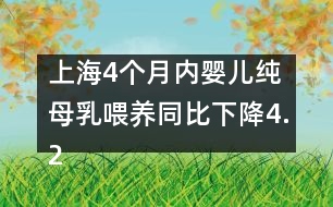 上海：4個(gè)月內(nèi)嬰兒純母乳喂養(yǎng)同比下降4.27個(gè)百分點(diǎn)