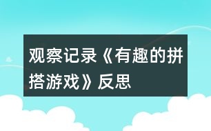 觀察記錄《有趣的拼搭游戲》反思