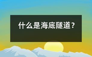 什么是海底隧道？