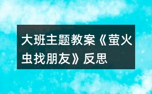 大班主題教案《螢火蟲找朋友》反思