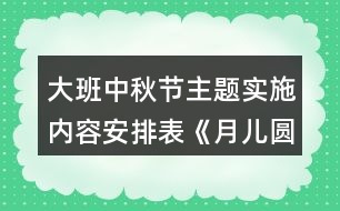 大班中秋節(jié)主題實(shí)施內(nèi)容安排表《月兒圓夢(mèng)兒甜》