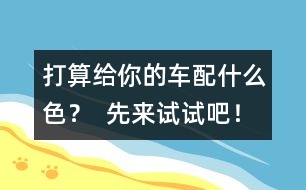 打算給你的車配什么色？  先來試試吧！